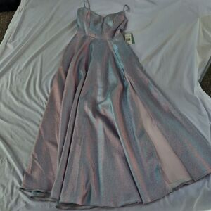 B. Smart Gray and Pink Pleated Sundress for Prom